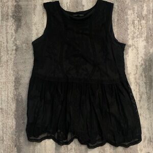 Lane Bryant Black Lace Black Blouse Top Size 16